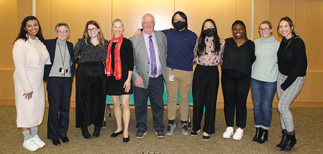 eight male and female medical students and one male professor and Amy J. Goldberg, MD, FACS