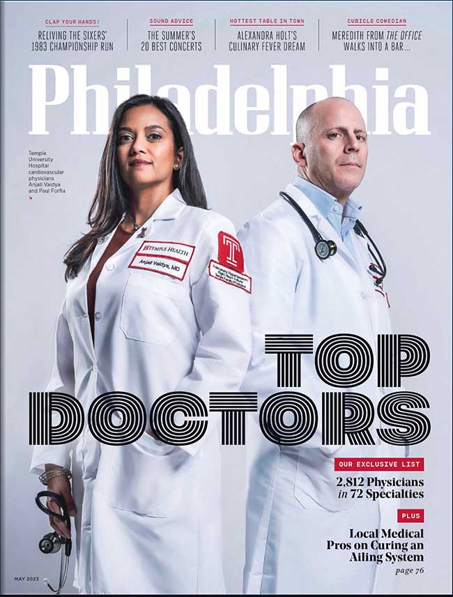 cover of Philadelphia Magazine featuring one female and one male Top Doctors
