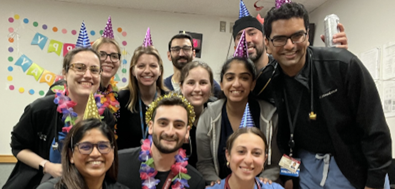 Residents celebrate a coworker's birthday